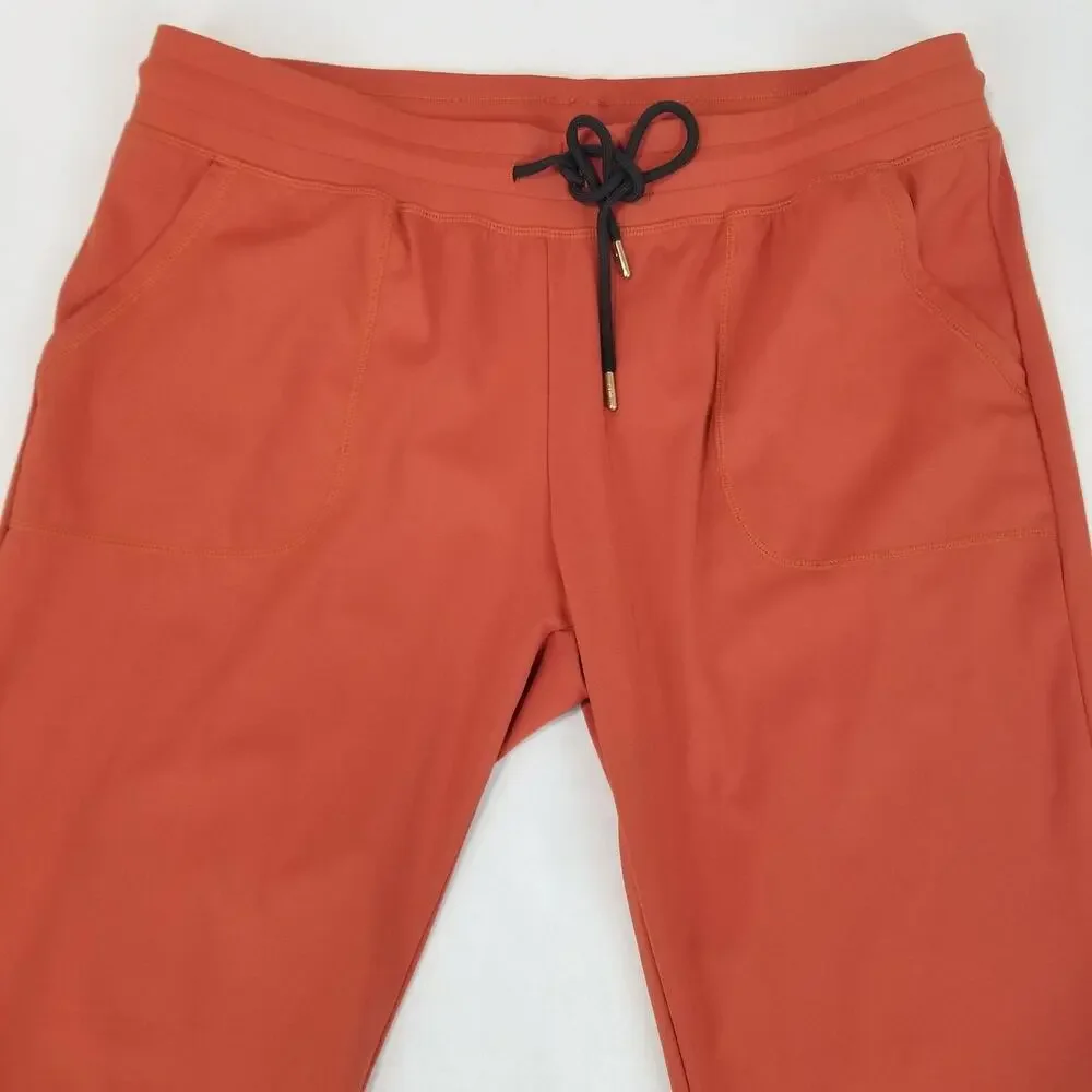 Zyia Active Pants Womens XL Orange Rust Joggers Zip Ankles Stretch